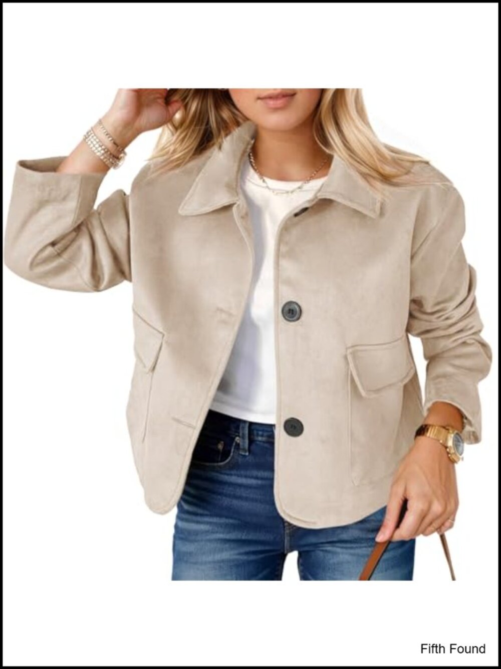 Faux Suede Leather Jacket Cropped Button Down Shacket
